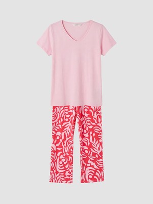 LC Waikiki Lcw Dream Fuşya V Yaka Desenli Kadın Pijama Takım