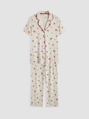 LC Waikiki Lcw Dream Bej Gömlek Yaka Hamile Pijama Takımı