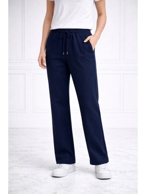 Marsilyan Kadın Düz Paça Beli Lastikli Eşofman Altı Pantolon - Lacivert