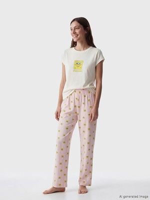 LC Waikiki Lcw Young Pembe Sünger Bob Baskılı Kadın Pijama Takımı