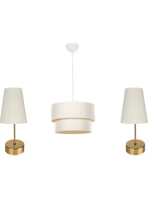 Vivense Evlight Finlin Yatak Odası Üçlü Aydınlatma Seti, Krem