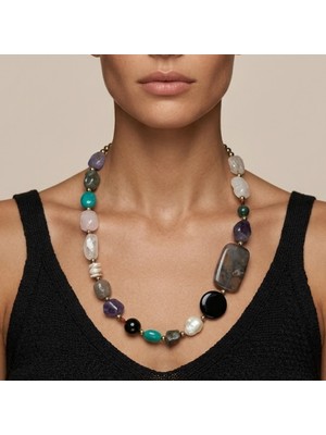 THEIA GemWorks Yuna - Inci, Ametist ve Çoklu Doğal Taşlı El Yapımı Kolye