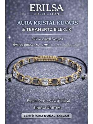 Erilsa Sertifikalı Aura Kristal Kuvars Bileklik - 5 mm Küp Kesim Terahertz Doğal Taş Ayarlanabilir Minimal
