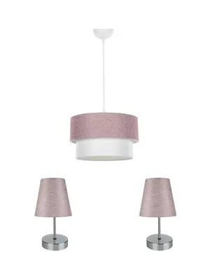 Vivense Yatak Odası Aydınlatma Seti Krom Ayak Gül Kurusu Şapka