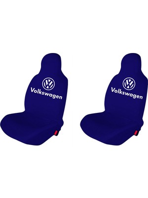 Lacivert Ön Koltuk Kılıfı, Volkswagen Polo Için Logo Baskılı, Koruyucu