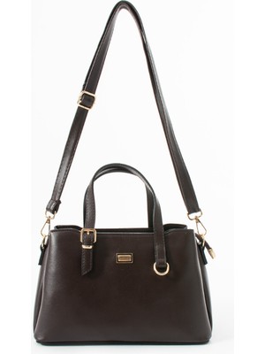 Sanmorris Kadın Suni Deri Gold Tokalı El ve Omuz Çantası