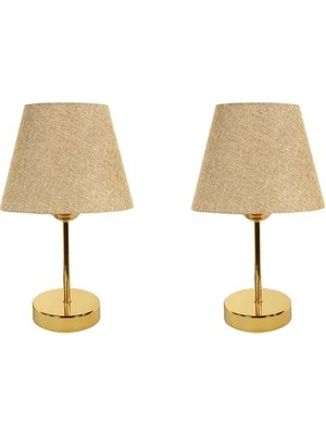 Vivense Evlight Metal Ayaklı Ikili Abajur, Gold Kumbeji