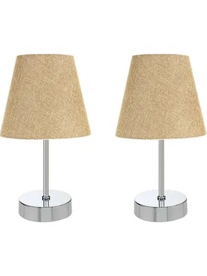 Vivense Evlight Metal Ayaklı Ikili Abajur, Krom Kumbeji