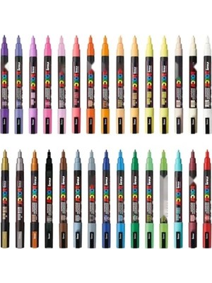 Hakay Su Bazlı Keçe Uçlu Markör Kalem Seti - 30'lu, 0.9-1.3 mm Uç