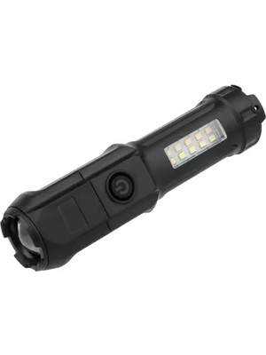 Prativas 109-B Zoomlu Flash Özellikli Smd Power Led’li Şarjlı Plastik Kasa El Feneri (Powerba