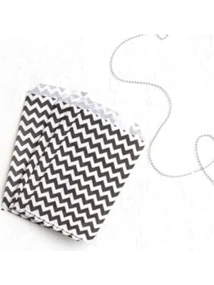 Hakay Zikzak Desenli Beyaz-Siyah Kese Kağıdı Seti, 50 Adet, 11X20 cm