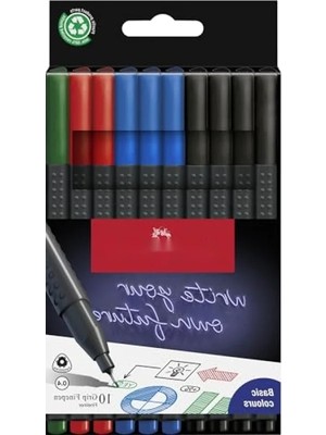 Hakay Ince Uçlu Keçeli Kalem Seti, 10'lu, 0.4 mm Hassas Uç