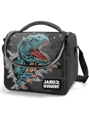 Hakay Termal Astarlı Erkek Beslenme Çantası - Siyah Gri Dinazor