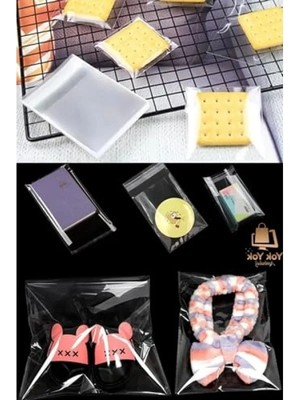 Hakay Şeffaf Jelatin Poşet, Parlak Bantlı, Kurabiye Aksesuarı, 10X15 Cm, 50 Adet