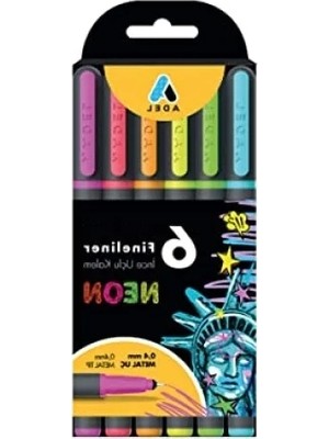 Hakay Neon Renkli Ince Uçlu Kalem Seti - 6'lı