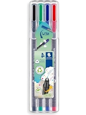 Hakay Ergonomik Üçgen Fineliner Kalem Seti, Klasik Renkler, 0.3 Mm, 4'lü