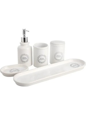 Hakay Vintage Tarzı 5'li Banyo Seti - %100 Seramik