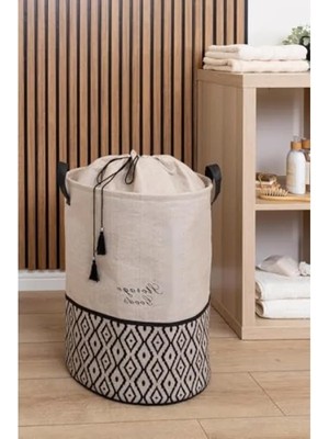 Hakay Yuvarlak Torbalı Düzenleyici Kirli Çamaşır ve Oyuncak Sepeti