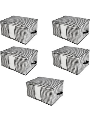 Hakay 5 Adet Mega Boy Pencereli Hurç Seti, 64X46X34 Cm, Yorgan ve Çeyiz Düzenleyici