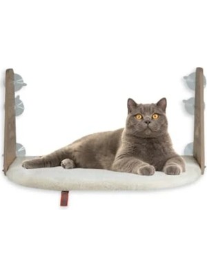 Hakay Vantuzlu Kedi Cam Yatağı - Krem