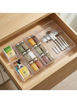 Hakay 5 Parça Kırılmaz Akrilik Çekmece Düzenleyici Seti - Şeffaf, Çok Amaçlı