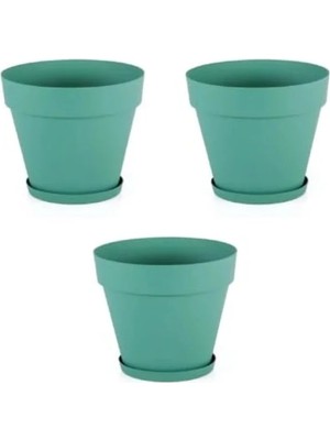 Hakay 3'lü Alt Sulamalı Saksı Seti - 1.7 Litre, Yeşil