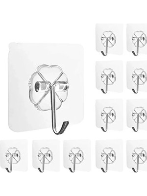 Hakay Kendinden Yapışkanlı Şeffaf Duvar Askısı - 12 Adet