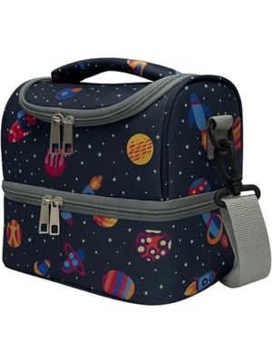 Hakay 2 Bölmeli Termoslu Beslenme Çantası, Isı Yalıtımlı, Mavi