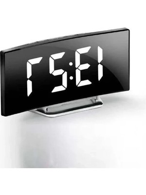 Hakay Alarmlı LED Dijital Masa Saati - Curved Tasarım