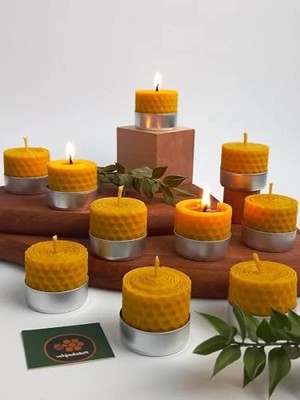 Hakay Doğal Balmumu ile Yapılmış 12 Adet Sarma Tealight Mum