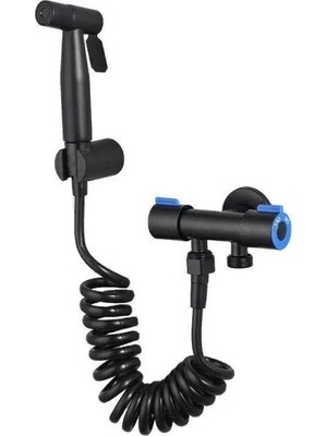 Hakay Paslanmaz Çelik Bide Seti, Çift Çıkışlı, Kolay Kurulum, Siyah