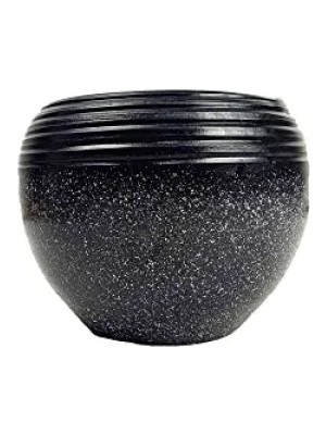 Hakay Şık Siyah Granit Küp Saksı - Büyük Boy Salon Çiçekliği