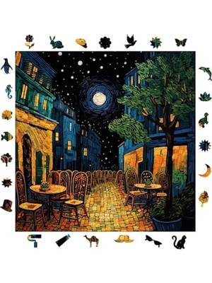 Hakay Ahşap Puzzle - Van Gogh Kafe Terasta Gece - 353 Parça, 29 x 29 cm