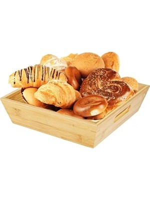 Hakay Bambu Ekmeklik ve Meyvelik, Kare Büyük Ebat (25 Cm)