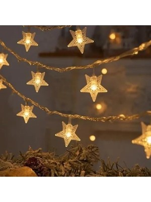 Hakay 20 LED Yıldız Işık Zinciri - Pilli, Sıcak Beyaz Aydınlatma