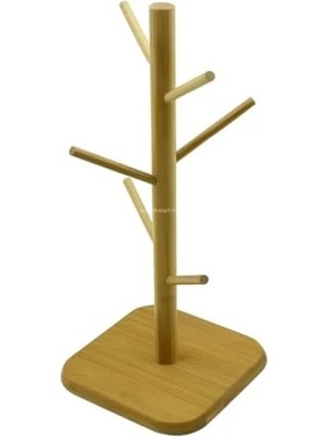 Hakay Doğal Bambu Kupa Bardak Askısı, 6'lı Stand