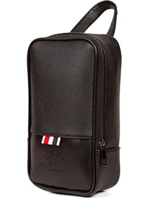 Hakay Siyah Vegan Deri Seyahat Kozmetik Çantası | 24X14X8 cm