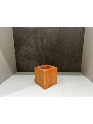 Hakay Doğal Ahşap Küp Saksı - Kaktüsler Için Ideal