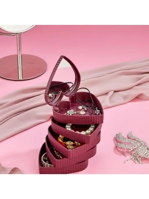 Hakay Modern Tasarımlı 5 Katlı Takı Organizeri, Ayna ve Çizgili Desen