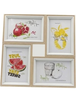 Hakay 4'lü Modern Duvar Çerçeve Seti - Bej, 28.8 cm x 28.8 cm