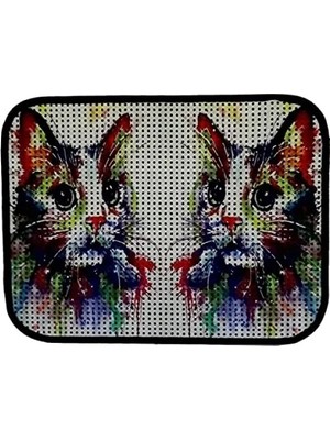 Hakay Elekli Desenli Kedi Tuvalet Önü Paspası, 60 x 45 cm