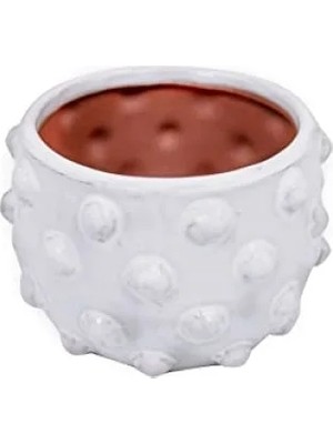 Hakay Beyaz Terakota Kabarcıklı Tasarım Saksı