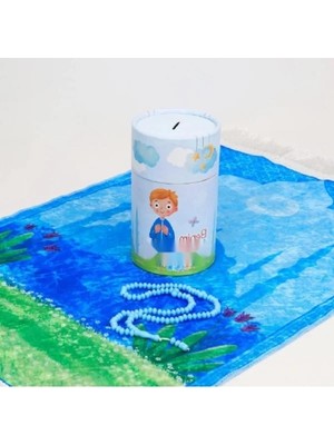 Hakay Namaz Seti - 3 Parça Çocuk Hediyelik Silindir Kumbara Kutulu