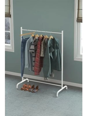 Hakay Kolay Montajlı Ayaklı Elbise Askılığı - Beyaz