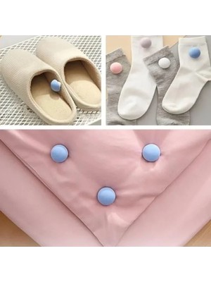 Hakay Yorgan Kılıfı Sabitleyici Seti - Mantar Çarşaf Tutucu, Düğme Seti (Mavi, 4 Adet)