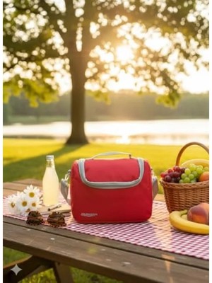 Hakay Isı Yalıtımlı Termos Çanta, Öğle Yemeği ve Piknik Ihtiyaçları Için Kırmızı