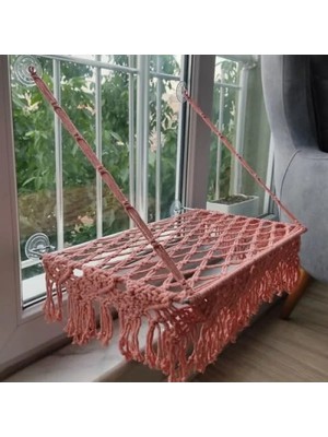 Hakay Makrome Vantuzlu Kedi Yatağı (Somon Renk)