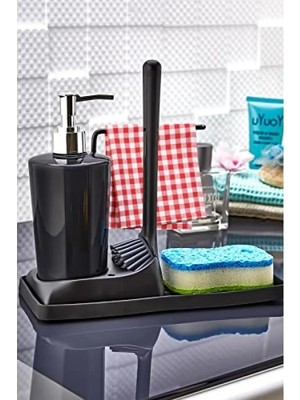 Hakay Silikon Fırçalı Mutfak ve Banyo Sıvı Sabunluk Seti