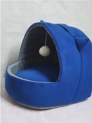 Hakay Mavi Yıkanabilir Kulaklı Kedi ve Köpek Yatağı, Xl Boyut