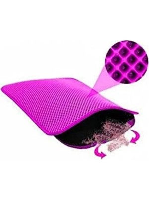 Hakay Elekli Kedi Tuvalet Önü Paspası - Pembe, 60X42 cm